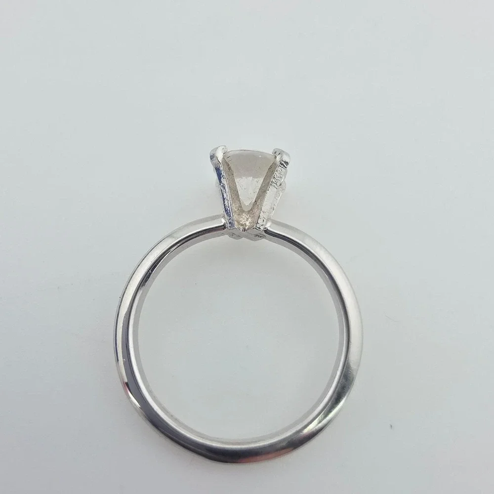 Solitaire Ring 925 Sterling Silver Brilliant Cut Center Crystal Stone Size 5